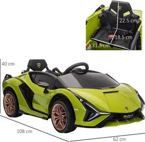 Tommy Toys Lamborghini Sian Kids Ride On Electric Car Green 12V