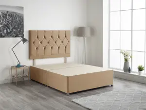 Somnior Plush Beige Ziggy Divan Base With Headboard - Double