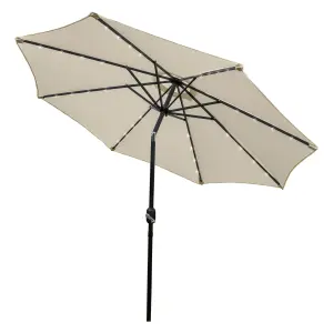 Cream 2.7m LED Tilt Parasol without base