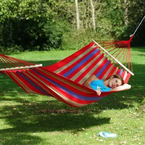 Amazonas Aruba Cayenne Single Spreader bar Cotton Weatherproof Garden Hammock With Bag