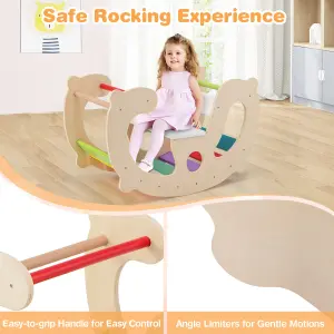 COSTWAY 2-in-1 Rocking Horse Arch for Kids Montessori Climbing Toys with Rocker