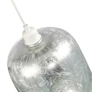 Modern Matte Silver Foil Wrap Print Glass Pendant Light Shade with Chunky Body