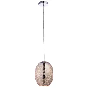 Anson Lighting Elk Pendant light finished in Chrome holographic glass and chrome plate