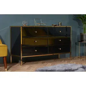 Birlea Fenwick 6 Drawer Chest Black & Gold