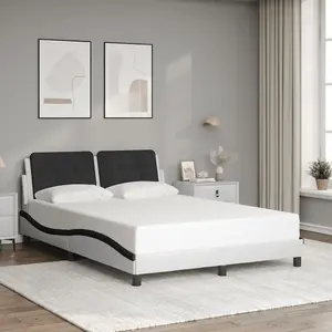 Berkfield Bed Frame without Mattress White and Black 140x200 cm Faux Leather