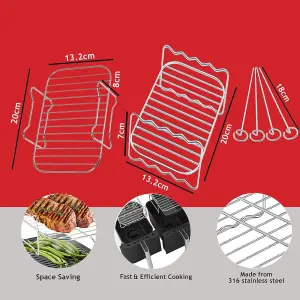 SPARES2GO Drawer Liner Baskets Racks Compatible with Daewoo SDA2310 8L Air Fryer Liner Pot Shelf Set