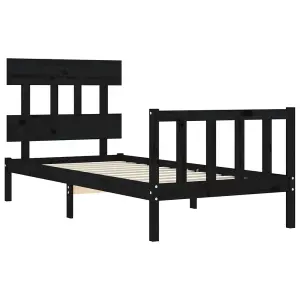 Berkfield Bed Frame with Headboard Black 100x200 cm Solid Wood