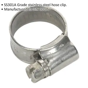 10 PACK Stainless Steel Hose Clip - 13 to 19mm Diameter - Hose Pipe Clip Fixing