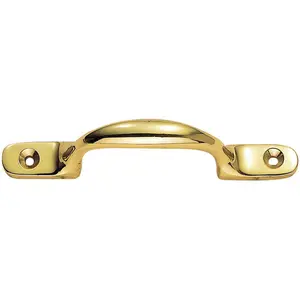 Sash Window Bow Shaped Lift Handle 158 x 12mm 30mm Proj Polished Brass