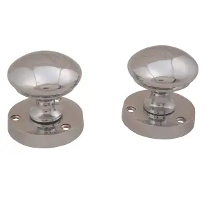 Polished Chrome effect Zamak Round Internal Door knob (Dia)54mm, Pack of 3