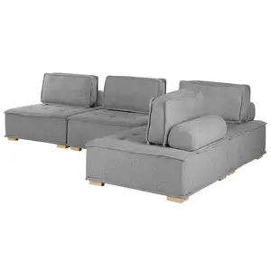 Corner Sofa TIBRO Grey Fabric Right Hand