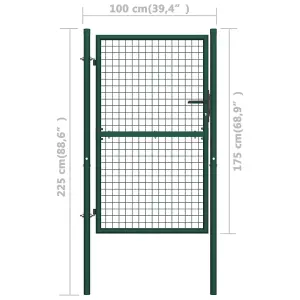 Berkfield Fence Gate Steel 100x175 cm Green