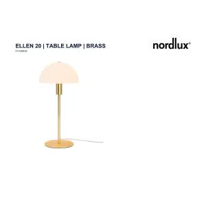 Nordlux Ellen Indoor Living Dining Bedroom Table Light In Opal/Brass (Diam) 20cm