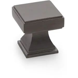 Chunky Square Cupboard Door Knob - 30mm - Dark Bronze Kitchen Unit Pull Handle