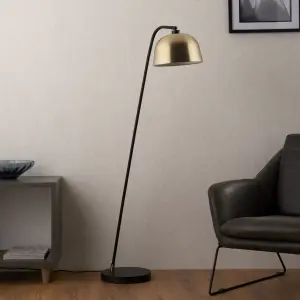 Rebel Curved Matt Black Bronze effect Floor light