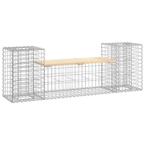 Berkfield Garden Bench Gabion Design 183x41x60.5 cm Solid Wood Pine