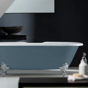 Arroll Moulin Gloss Blue Roll-top Double ended Bath (L)170cm (W)77cm