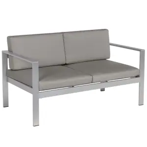 Garden Bench with Cushion SALERNO Metal Dark Grey