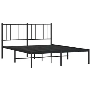 Berkfield Metal Bed Frame with Headboard Black 140x190 cm