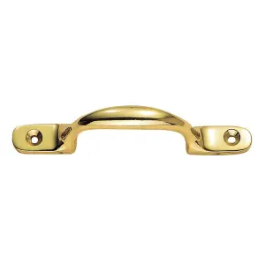 Sash Window Bow Shaped Lift Handle 158 x 12mm 30mm Proj Polished Brass