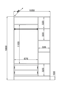 CHARLOTTE 3 Door 2 Drawer Mirrored White Wardrobe