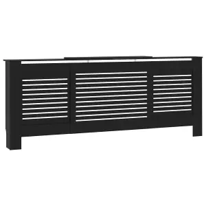 Berkfield MDF Radiator Cover Black 205 cm