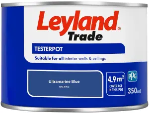 Leyland Trade Vinyl Matt Walls & Ceilings Emulsion Paint Ultramarine Blue (RAL 5002) 350ml Tester