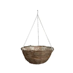 Panacea Natural Round Rattan Hanging basket, 30cm