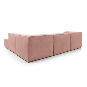 Doris Modular Extended Corner Sofa in Pink Cord Chenille