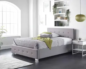 Aspire Side Opening Ottoman Storage Bed in Grey Linen, Superking