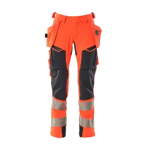 Mascot Accelerate Safe Trousers with Holster Pockets - Hi-Vis Red/Dark Navy   (30.5) (Leg Length - Regular)