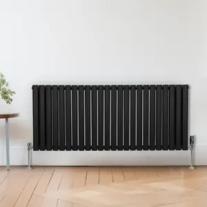 Oval Radiator - 600 x 1440mm - Black