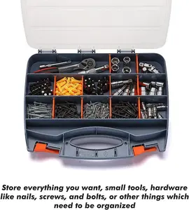 New Tool Box Bits Storage Organiser 21 Compartments Case Screws Diy Assorted