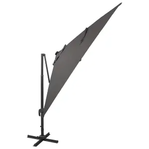 Berkfield Cantilever Umbrella with Pole and LED Lights Anthracite 300 cm