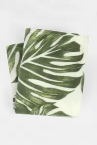 Tropical Leaf Print Polar Fleece Throw