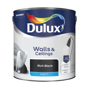 Dulux Walls & ceilings Rich black Matt Emulsion paint, 2.5L