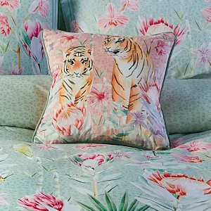 Tropical Leopard Coral Velvet Filled Cushion