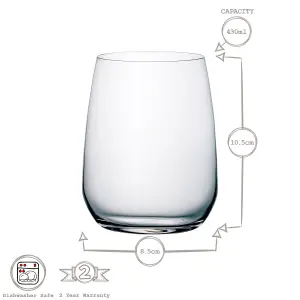 Restaurant Glass Tumblers - 430ml - Clear - Pack of 6