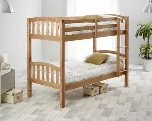 Mya Pine Wooden Single Bunk Bed With Memory Foam Mattresses