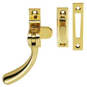 Bulb Ended Casement Window Fastener 98mm Handle 45mm Centres Polished Brass