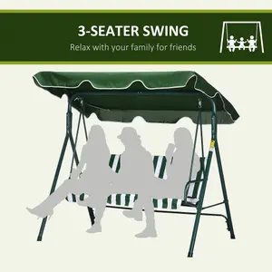 Outsunny Outdoor 3-person Porch Swing Chair with Adjustable Canopy Green