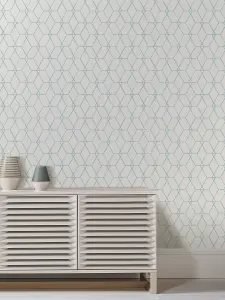 Fine Decor TC25251 Hexagon Wallpaper, Blue