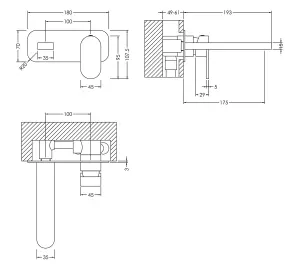 Current Round Wall Mounted 2 Tap Hole Mixer Tap with Plate - Brushed Pewter - Balterley