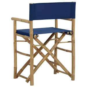 Berkfield Folding Director's Chairs 2 pcs Blue Bamboo and Fabric