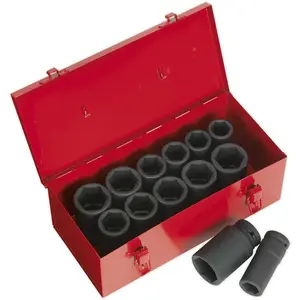 Premium 13 Piece Impact Socket Set - 3/4 Inch Drive Deep Sockets for High Torque Applications