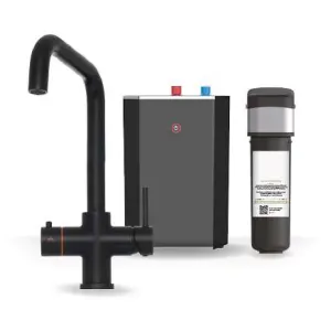 Premium Brushed Matt Black 3 In 1 Square Tap With Standard Tank and Water Filter