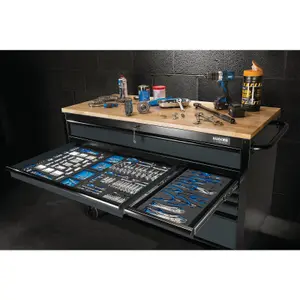 BUNKER Workbench Roller Tool Cabinet, 10 Drawer, 56", Grey 08227