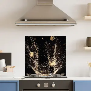 Premium 60cm  x 60cm 6mm Glass Champagne Splash Kitchen Splashback Toughened Polished Edge