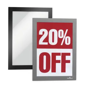 Durable DURAFRAME Self Adhesive Magnetic Signage Frame - 10 Pack - A5 Silver