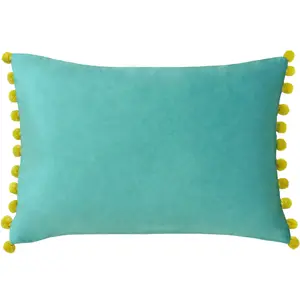 Paoletti Fiesta Velvet Pom-Pom Polyester Filled Cushion